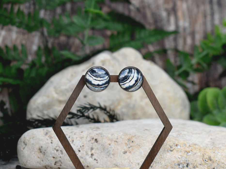 Stud Earrings With Resin Cabochon #388