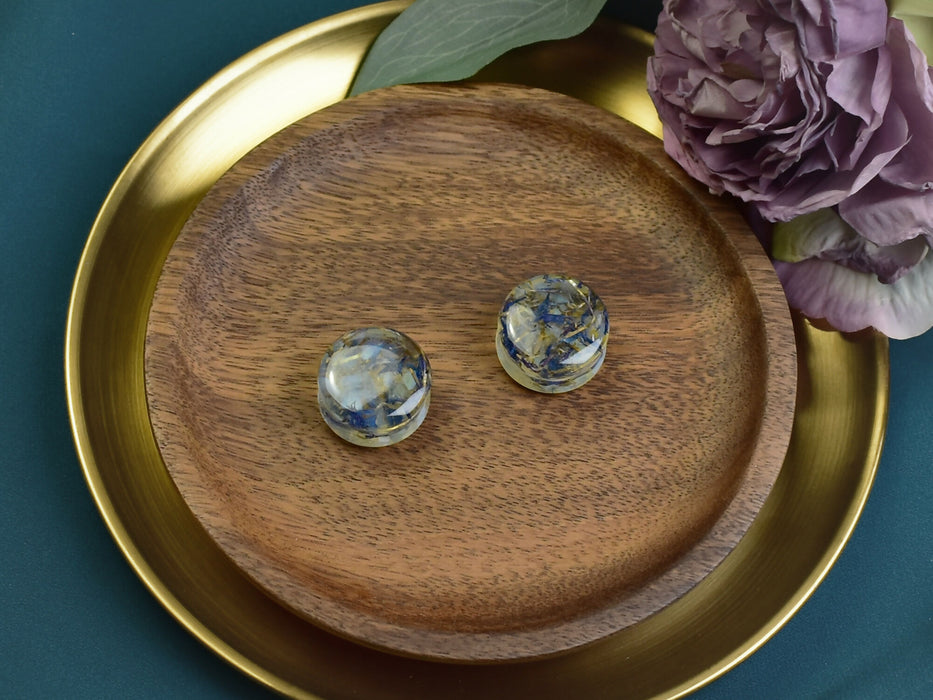 Ear Plugs 25mm Stone, Flowers | Pair | Ear Plugs | Gauge Earrings | Gauged Plugs | Resin #523