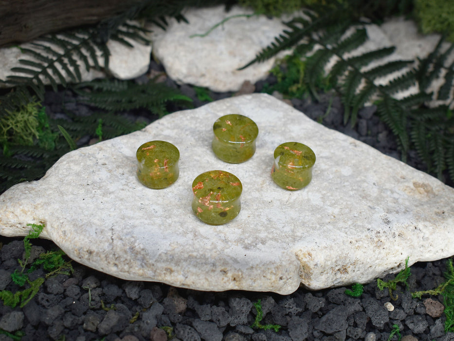 Ear Tunnels 16-18mm Epidote | Pair | Ear Plugs | Gauge Earrings | Gauged Plugs | Resin #133