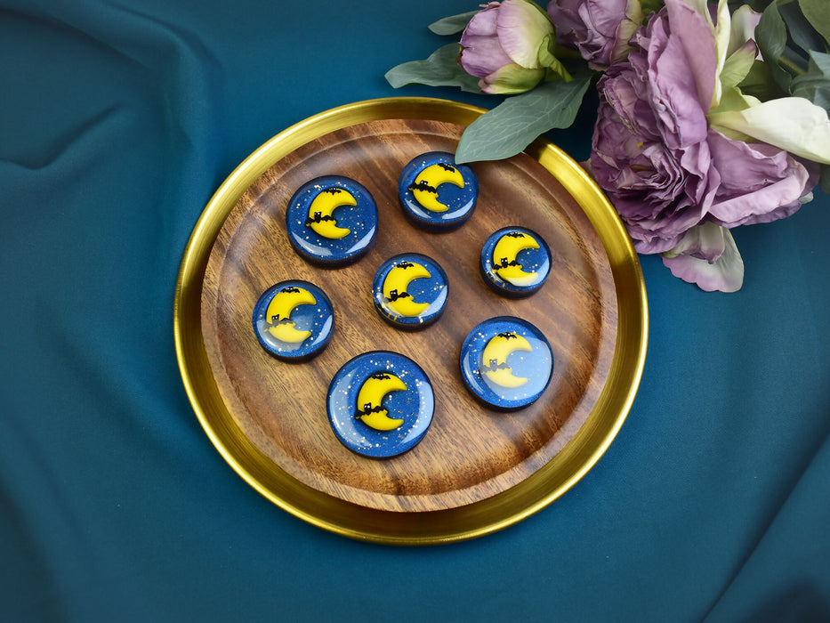 Ear Tunnels 32-50mm Halloween Moon | Pair | Ear Plugs | Gauge Earrings | Gauged Plugs | Resin #269