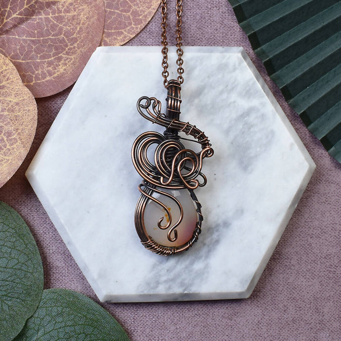 Wire Wrapped Copper Pendant With Agate