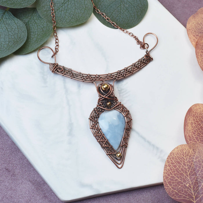 Wire Wrapped Copper Necklace with Owyhee Opal