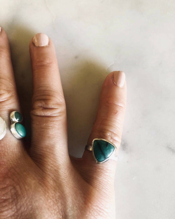 Turquoise Triangle and Sterling Silver Ring