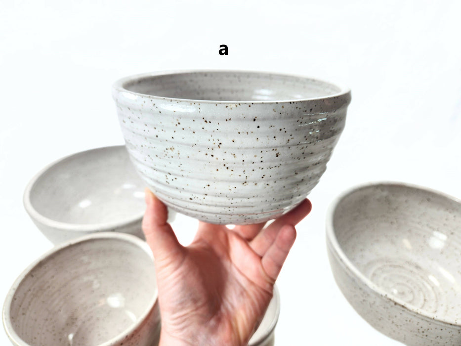 Speckled White Pottery Bowls - ceramic bowls