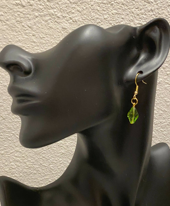 Plumbob Inspired Green Czech Glass Earrings