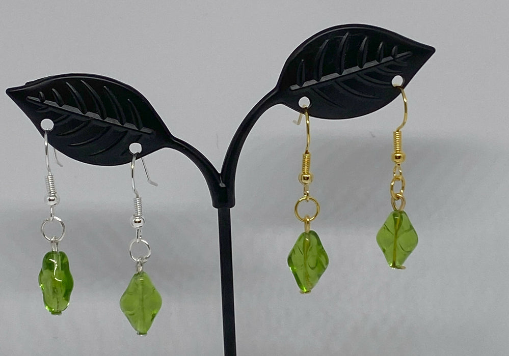 Plumbob Inspired Green Czech Glass Earrings