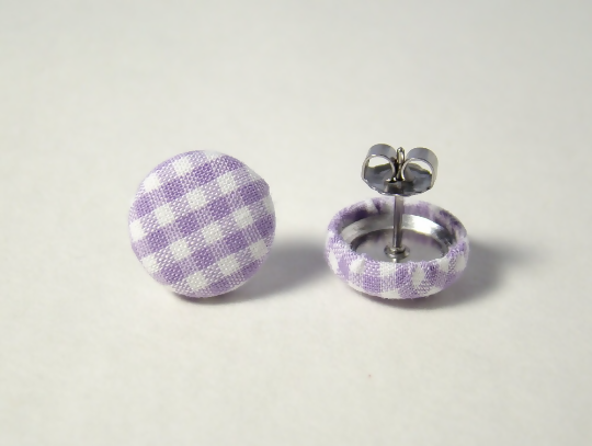 100% Cotton Fabric Cover Button Post Earrings