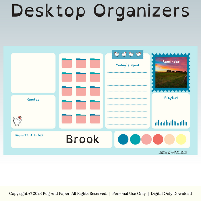 Digital Organizer Featuring AC's Brook the Chicken