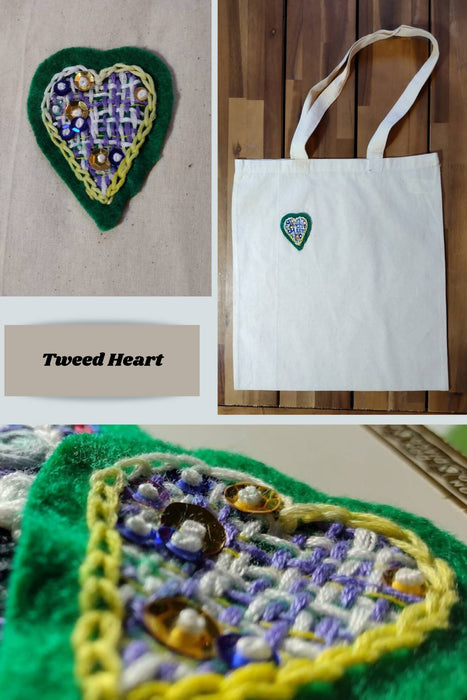 Hand embroidered tote bag - small heart collection