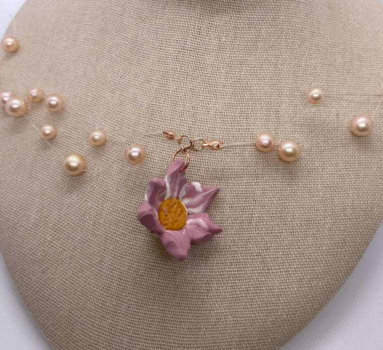 Flower and Pearl Necklace