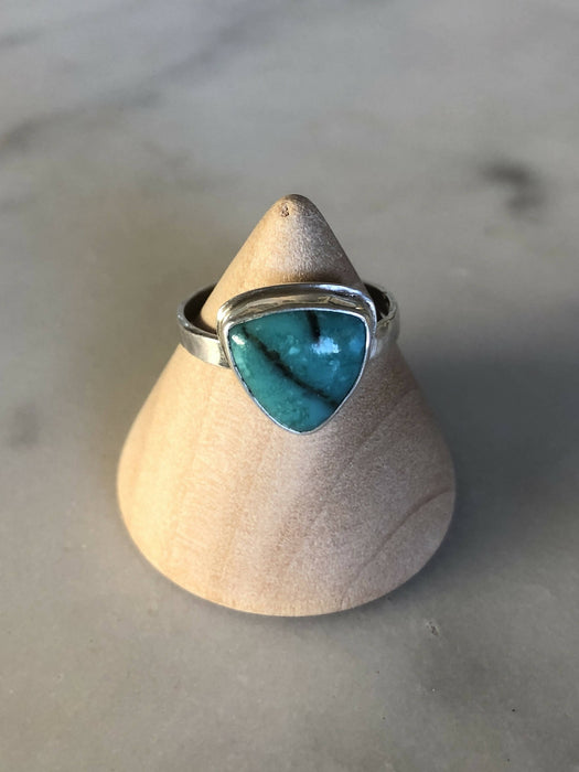 Turquoise Triangle and Sterling Silver Ring