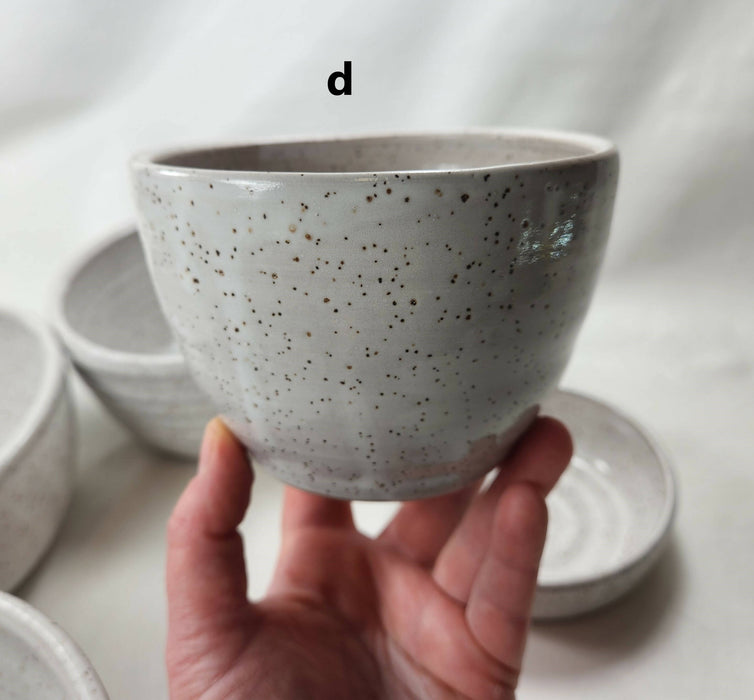Speckled White Pottery Bowls - ceramic bowls
