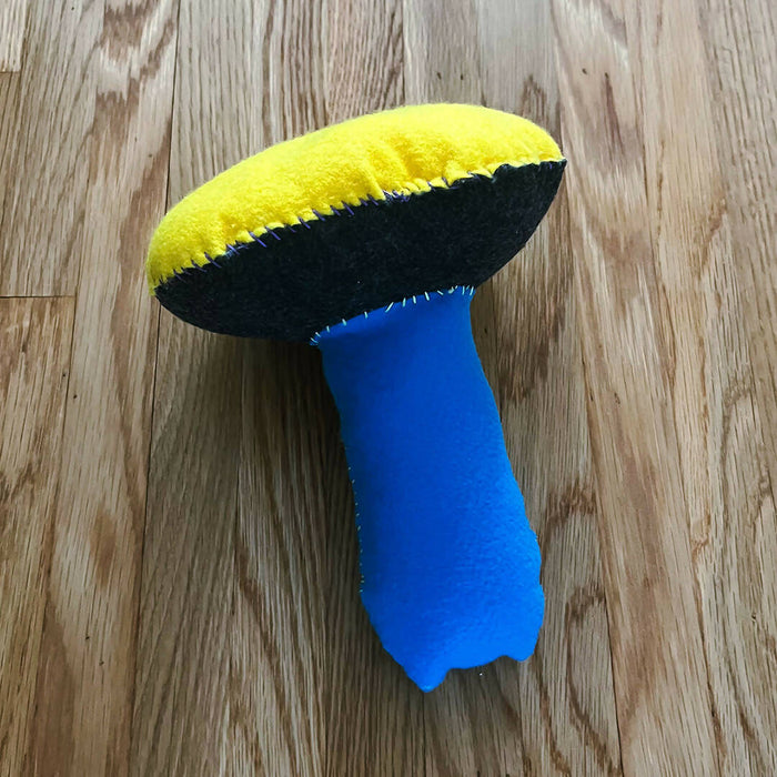 Felt Plush Mushroom - Yellow Cap, Blue Stem