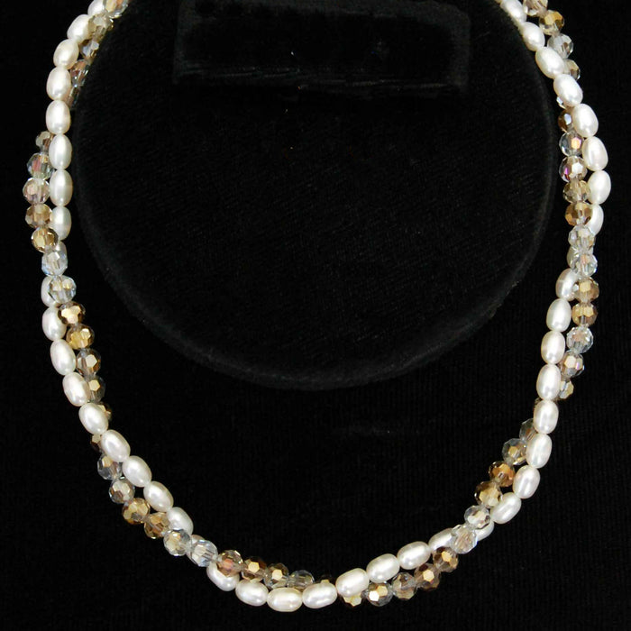 Pearl and Crystal Multistrand Necklace