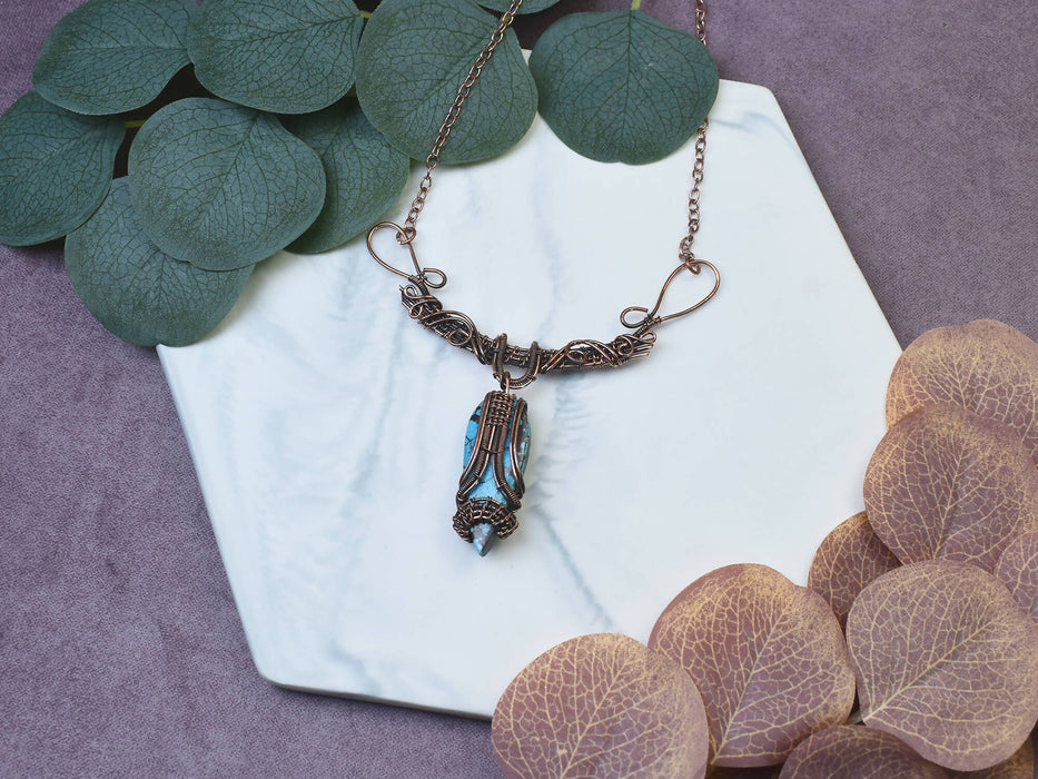 Wire Wrapped Copper Necklace with Turquoise
