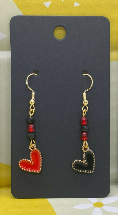 Heart Earrings - Enamel and Glass
