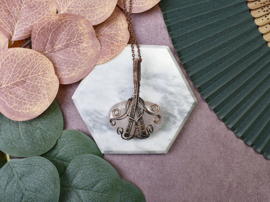 Wire Wrapped Copper Pendant with Rose Quartz