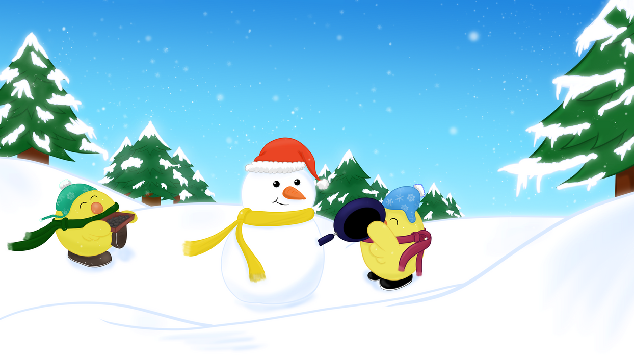 Chippo and Zuzu Winter 4K Wallpaper + 2 Mobile Wallpapers