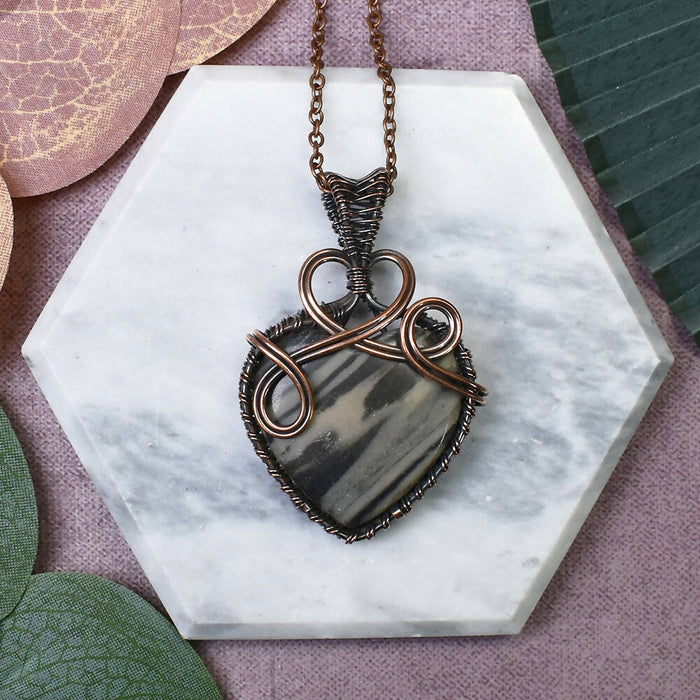 Wire Wrapped Copper Pendant With Jasper