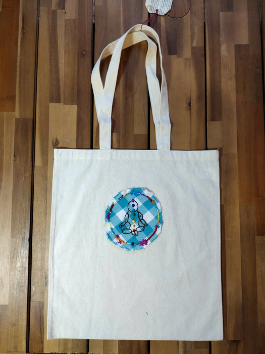 Hand embroidered tote bag - Peace Love & Butterflies collection
