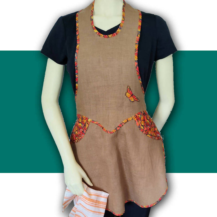 Linen Apron in Vintage 50's Style