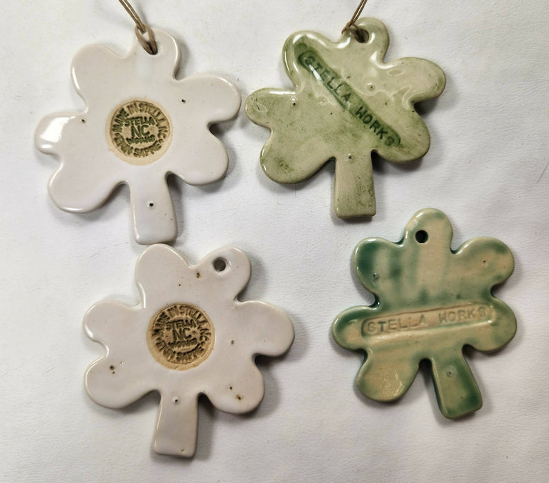 Shamrock St. Patrick's Day Ornament - Pottery Shamrock Ornament
