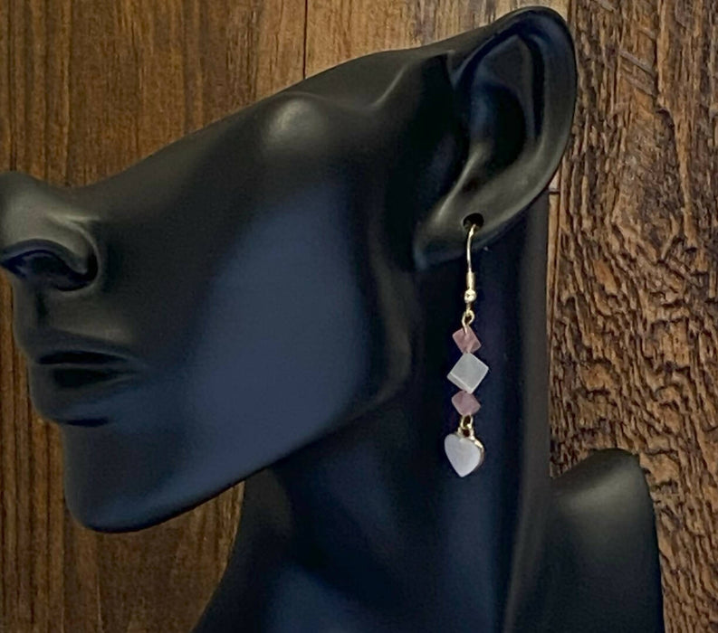 Pastel Heart Earrings with Glass Beads