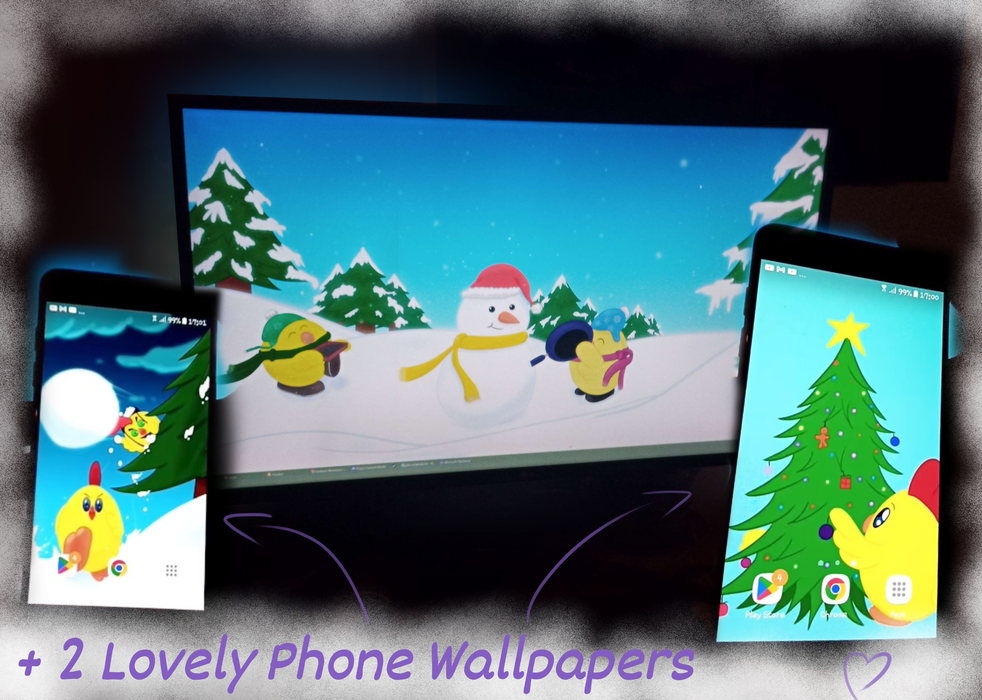 Chippo and Zuzu Winter 4K Wallpaper + 2 Mobile Wallpapers