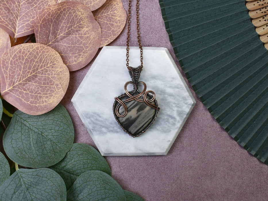 Wire Wrapped Copper Pendant With Jasper