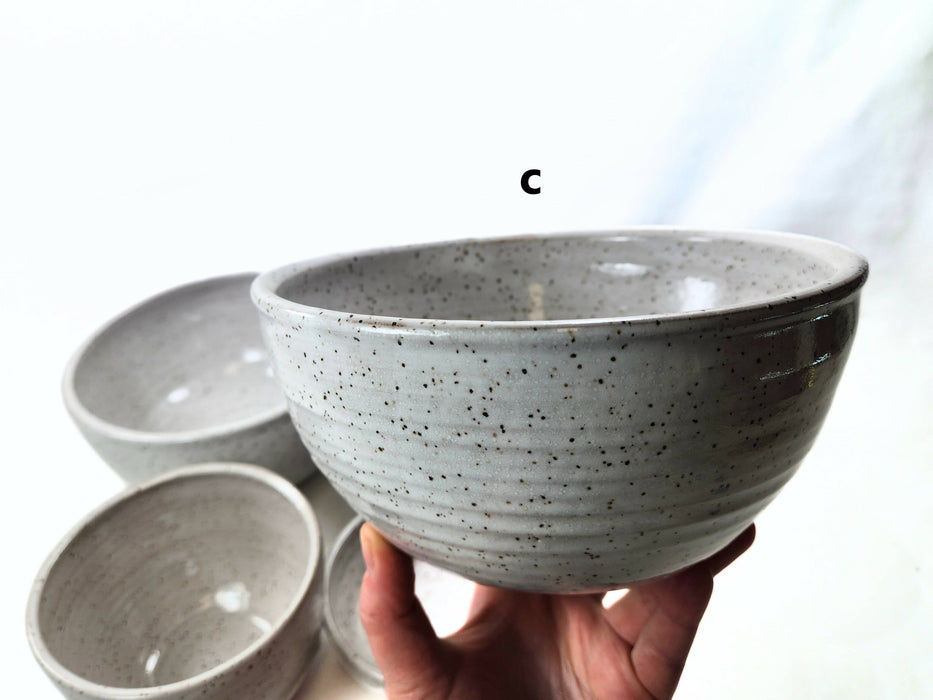 Speckled White Pottery Bowls - ceramic bowls
