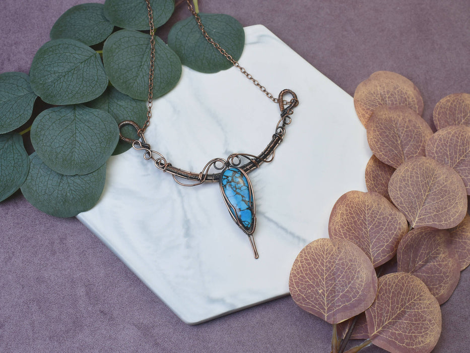 Wire Wrapped Copper Necklace with Turquoise