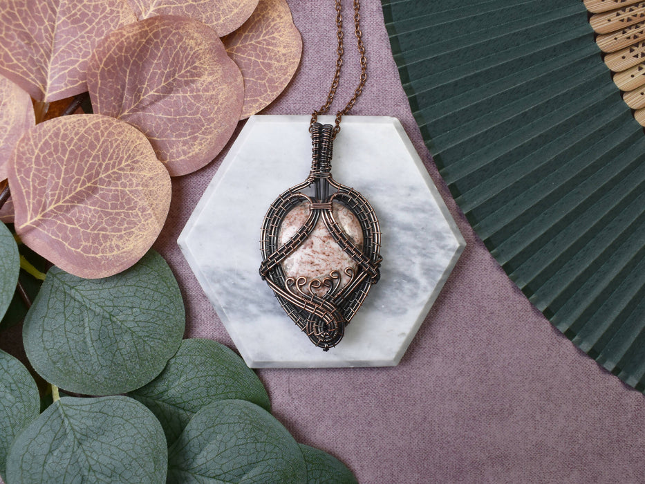 Wire Wrapped Copper Pendant With Crazy Lace Agate