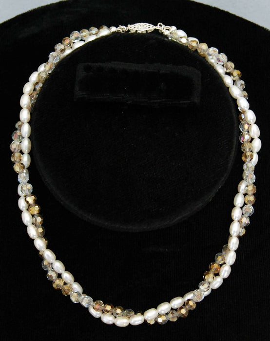Pearl and Crystal Multistrand Necklace