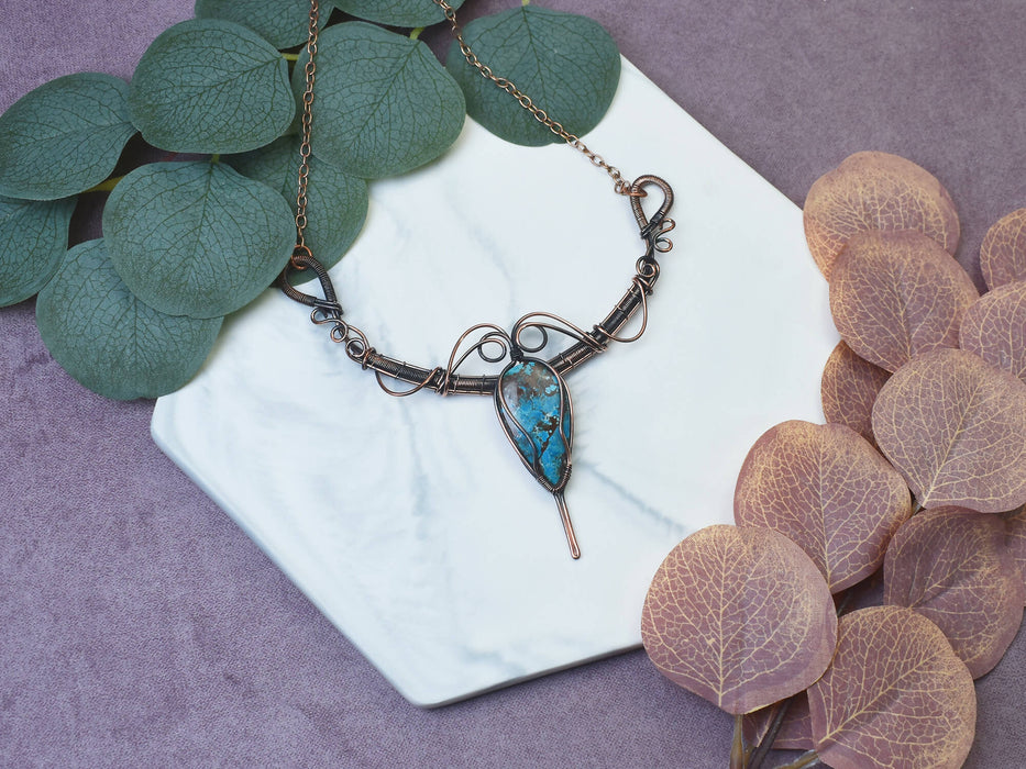 Wire Wrapped Copper Necklace with Turquoise