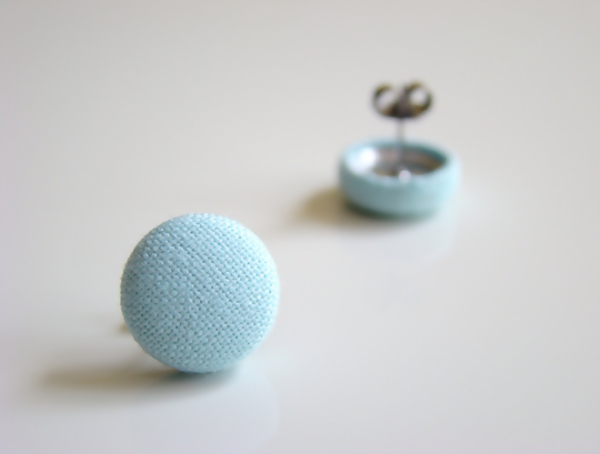 100% Cotton Fabric Cover Button Post Earrings