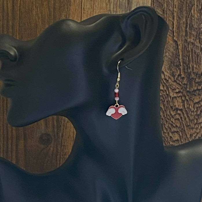 Heart Earrings - Enamel and Glass