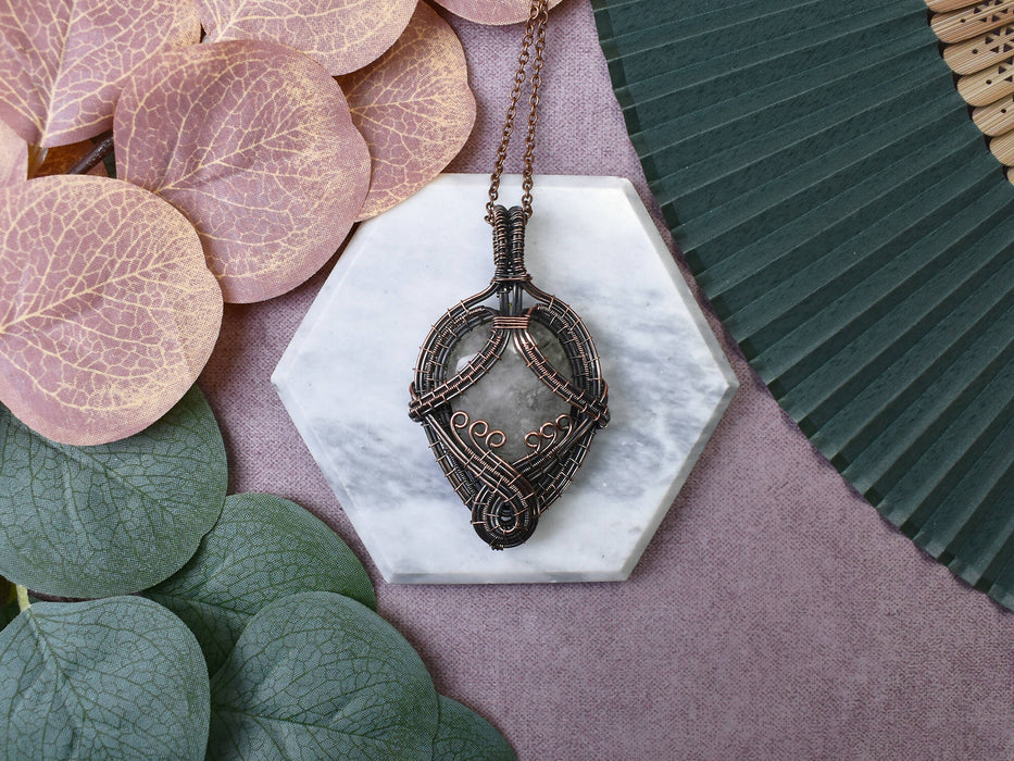 Wire Wrapped Copper Pendant with Black Rutiled Quartz