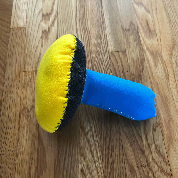 Felt Plush Mushroom - Yellow Cap, Blue Stem