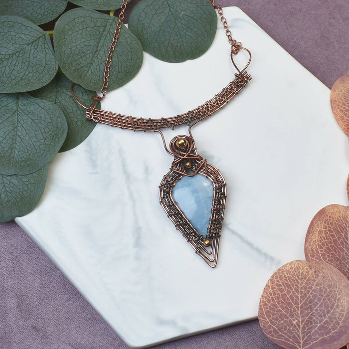 Wire Wrapped Copper Necklace with Owyhee Opal