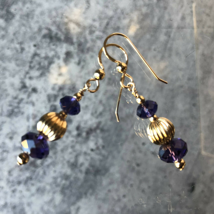 Gold-Filled Violet Swarovski Crystal Earrings