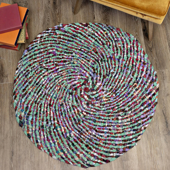 3 ft hand braided round rug