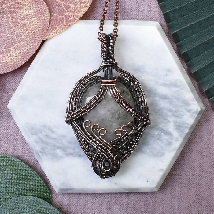 Wire Wrapped Copper Pendant with Black Rutiled Quartz