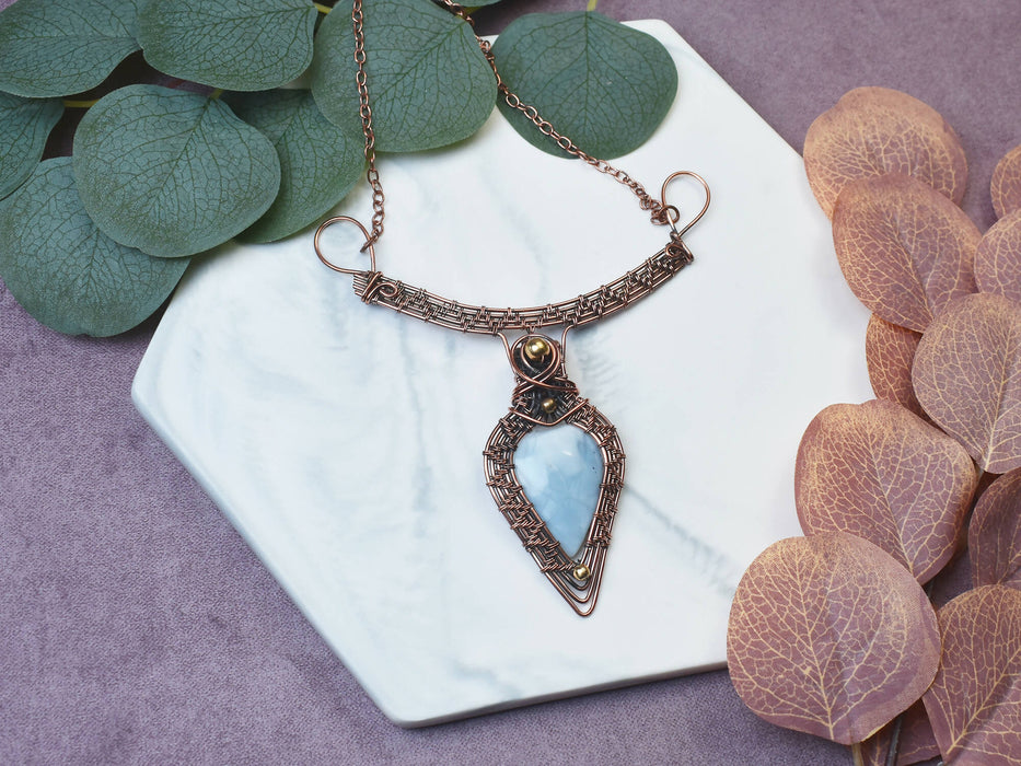 Wire Wrapped Copper Necklace with Owyhee Opal