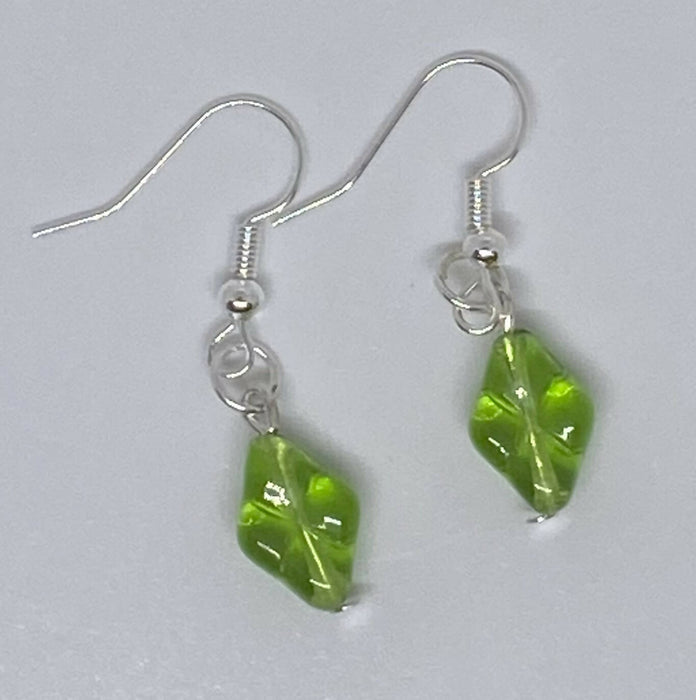 Plumbob Inspired Green Czech Glass Earrings
