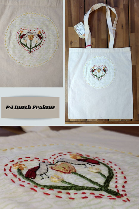 Hand embroidered tote bag - Pennsylvania Dutch collection
