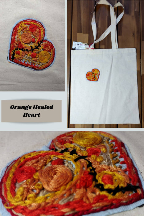 Hand embroidered tote bag - small heart collection