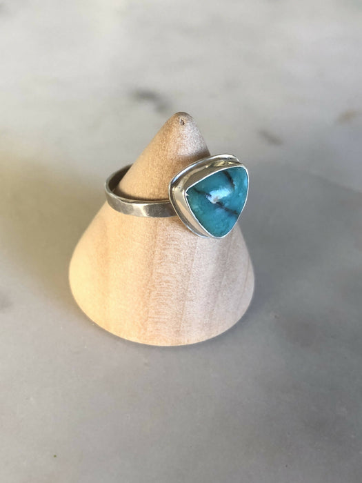 Turquoise Triangle and Sterling Silver Ring