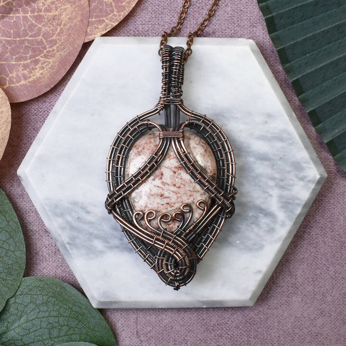 Wire Wrapped Copper Pendant With Crazy Lace Agate