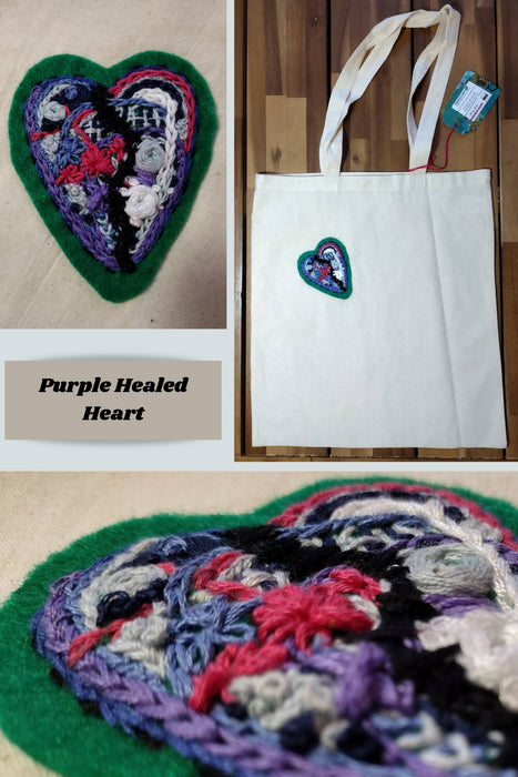 Hand embroidered tote bag - small heart collection