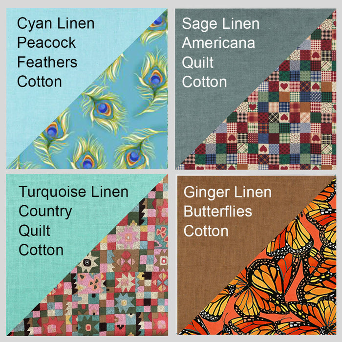 Various linen colors with cotton print accents